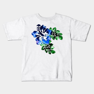 Electric Hibiscus - Blue Kids T-Shirt